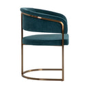 Sunpan Marris Dining Armchair Gold-Danny Teal / Gunmetal-Belfast Heather Grey