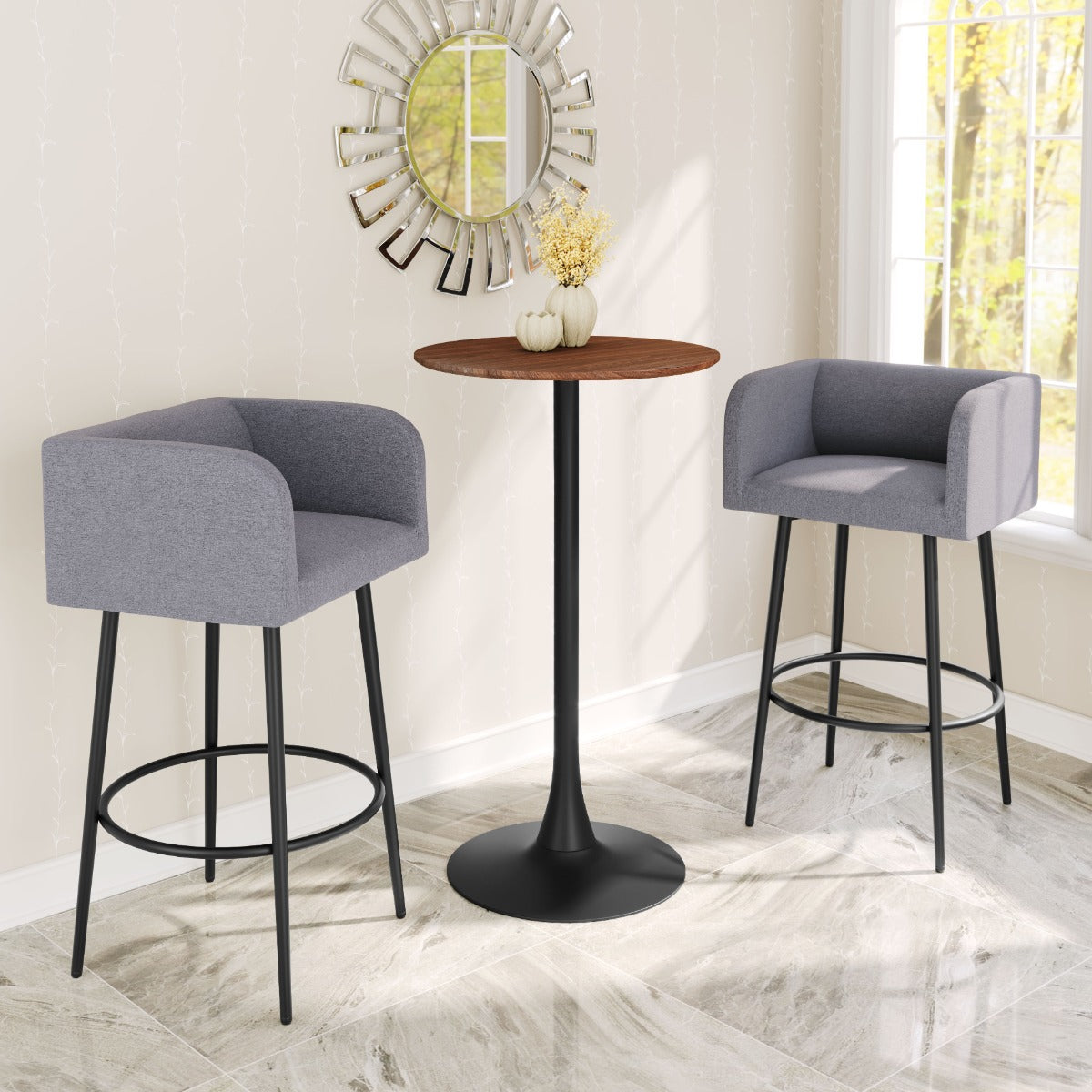 Zuo Modern Auray Bar Table in White/White&Gold/Brown