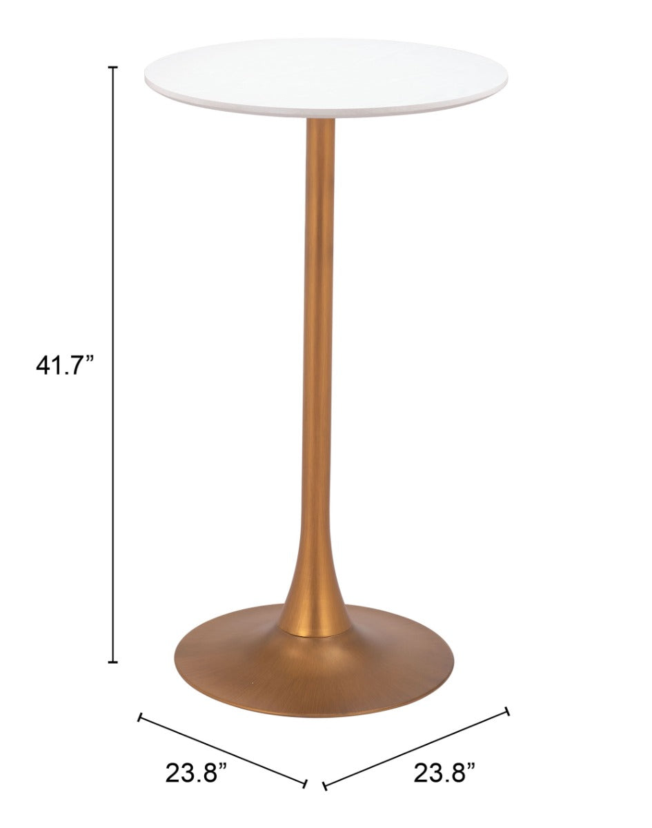 Zuo Modern Auray Bar Table in White/White&Gold/Brown