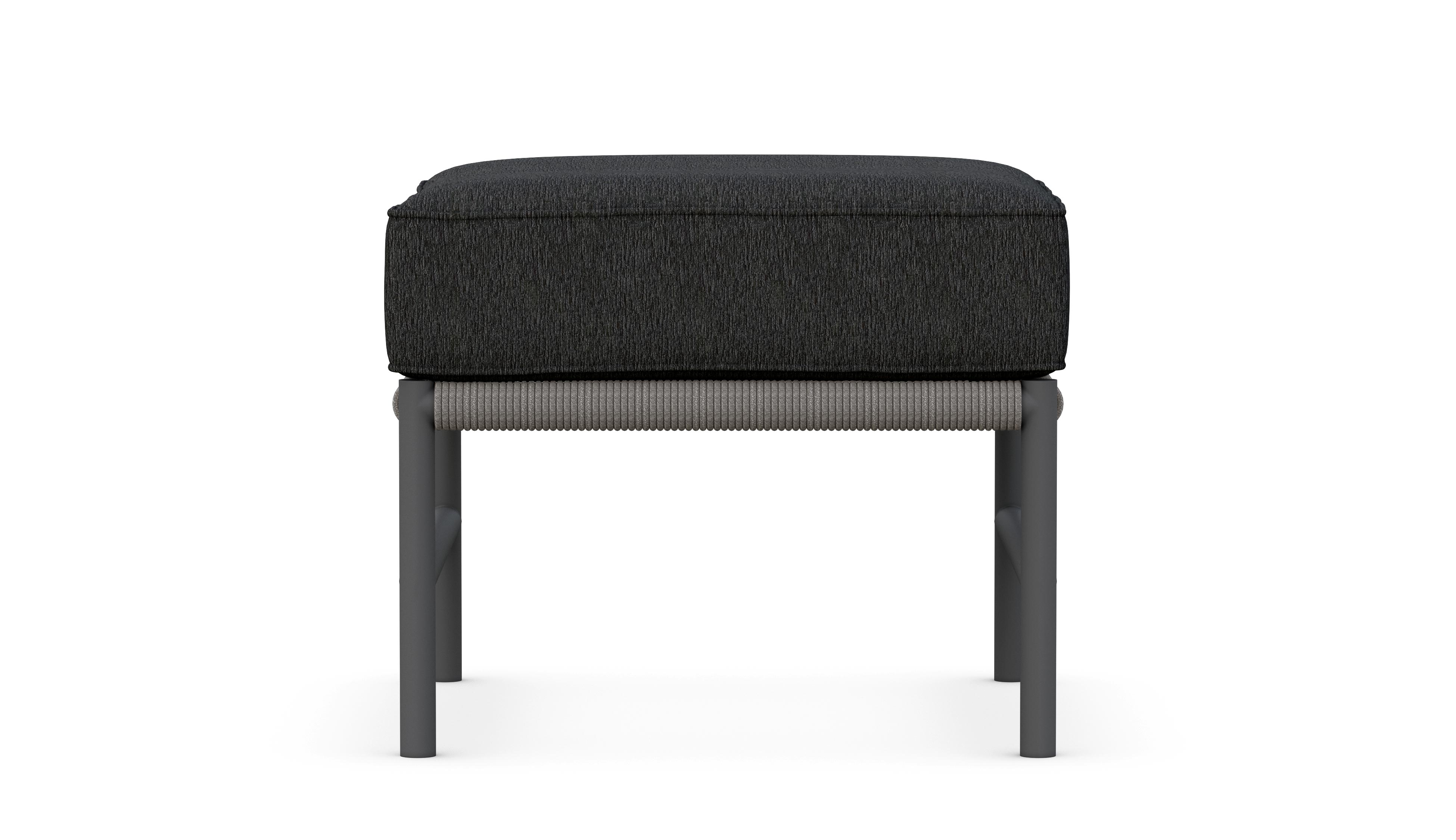 Azzurro Living Avalon Ottoman With Matte Charcoal Aluminum Frame And Lava Gray All-Weather Rope