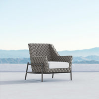 Azzurro Living Avalon Club Chair In Matte Charcoal Aluminum With Lava Gray All-Weather Rope And Midnight Cushion