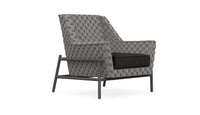 Azzurro Living Avalon Club Chair In Matte Charcoal Aluminum With Lava Gray All-Weather Rope And Midnight Cushion