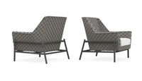 Azzurro Living Avalon Club Chair In Matte Charcoal Aluminum With Lava Gray All-Weather Rope And Midnight Cushion