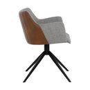 Sunpan Griffin Swivel Dining Armchair in November Grey - Bravo Cognac / Town Grey - Roman Grey