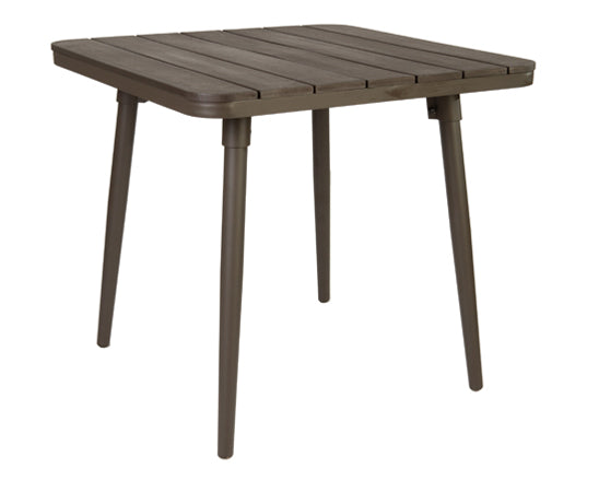 BFM Seating Bayview 4-Leg Dining Height Table With Walnut Synthetic Wood Top And Bronze Powder Coat Aluminum
