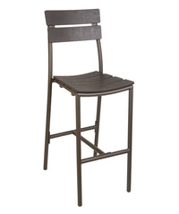 BMF Seating Bayview Barstool - Walnut Synthetic Wood - Powder Coated Aluminum - Bronze