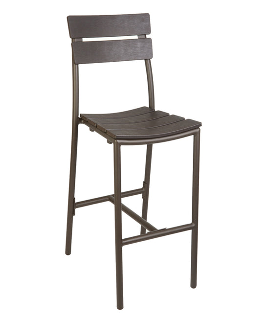BMF Seating Bayview Barstool - Walnut Synthetic Wood - Powder Coated Aluminum - Bronze