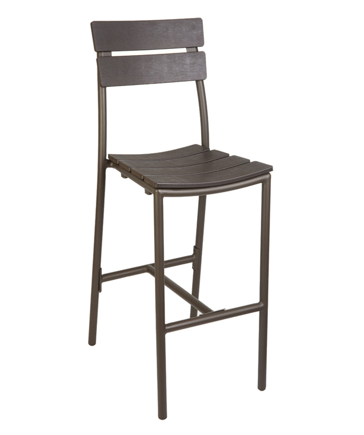 BMF Seating Bayview Barstool - Walnut Synthetic Wood - Powder Coated Aluminum - Bronze
