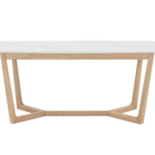 Sunpan Kali Dining Table 70.5" in Black - Grey Marble / Pale Honey - White Marble