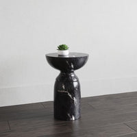 Sunpan Goya End Table Marble Look in Black / White