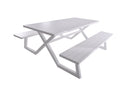 Vivere Banquet Deluxe 8-Seat Aluminum Picnic Table (White)