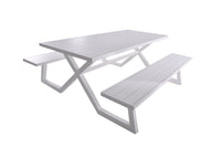 Vivere Banquet Deluxe 8-Seat Aluminum Picnic Table (White)