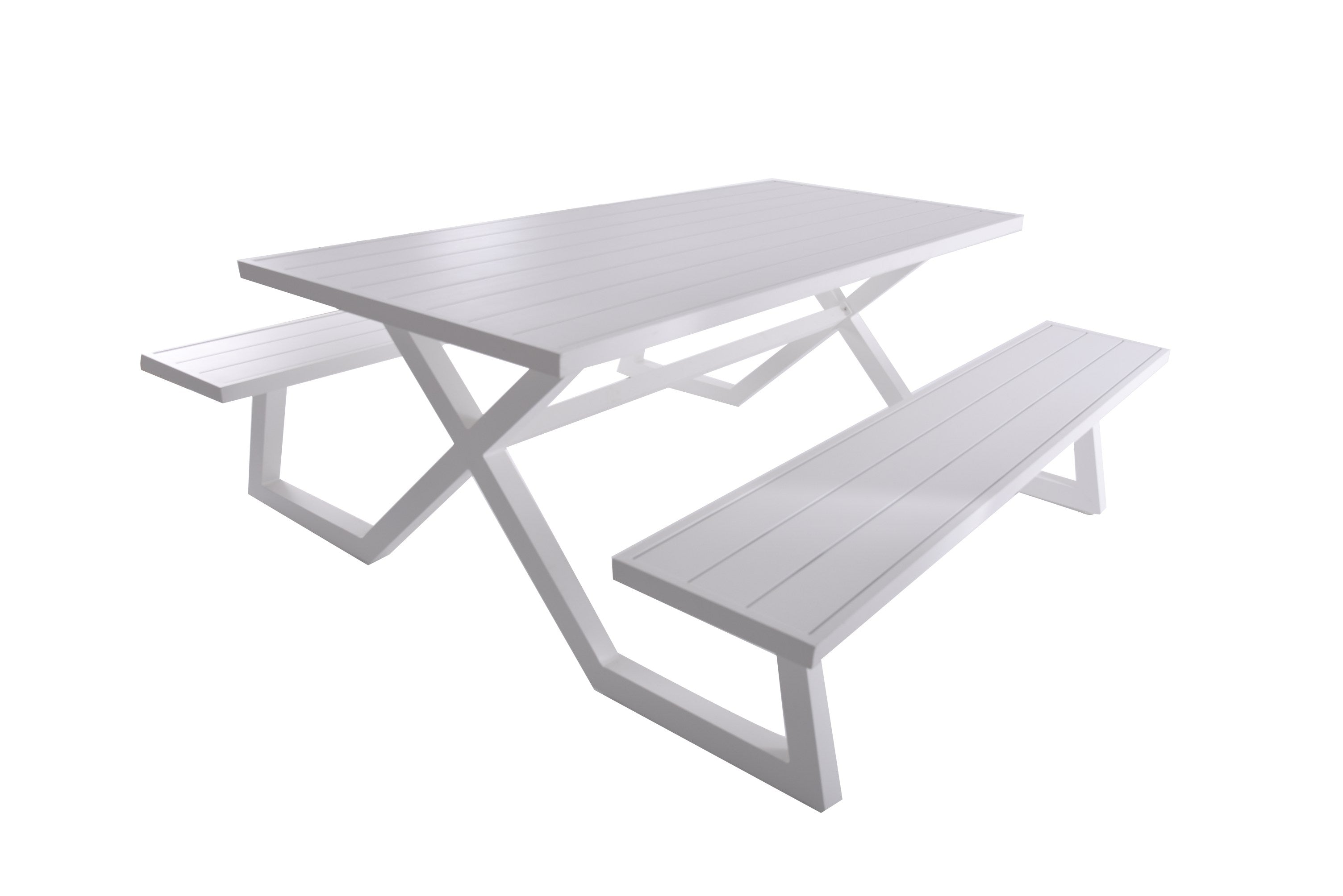 Vivere Banquet Deluxe 8-Seat Aluminum Picnic Table (White)