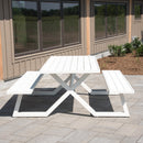 Vivere Banquet Deluxe 8-Seat Aluminum Picnic Table (White)