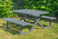 Vivere Banquet Deluxe 5ft Aluminum Picnic Table - Charcoal