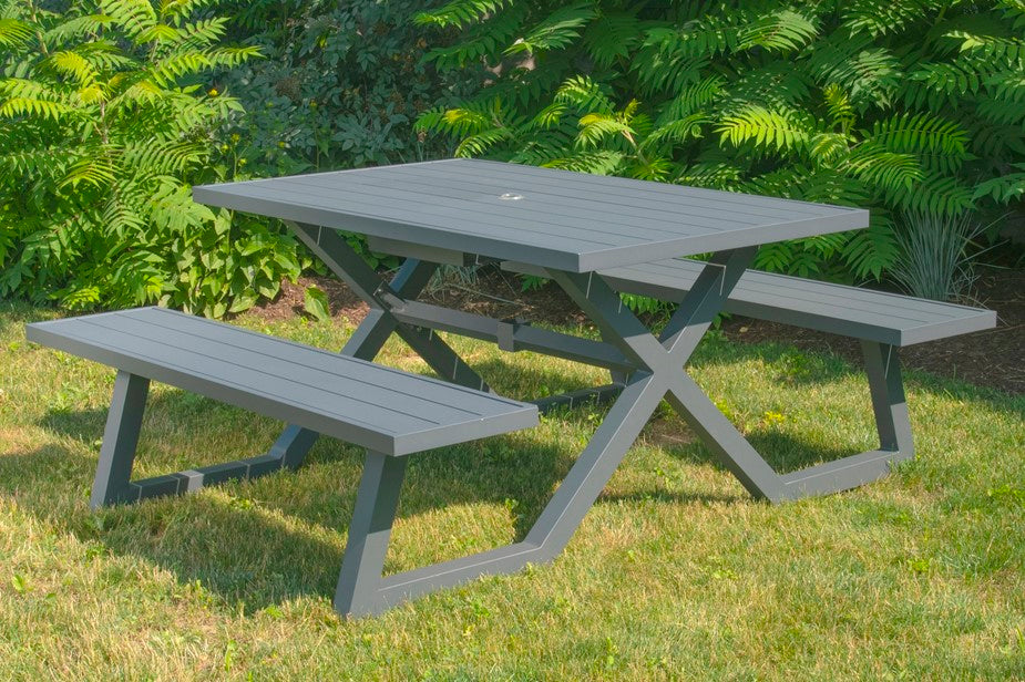 Vivere Banquet Deluxe 5ft Aluminum Picnic Table - Charcoal