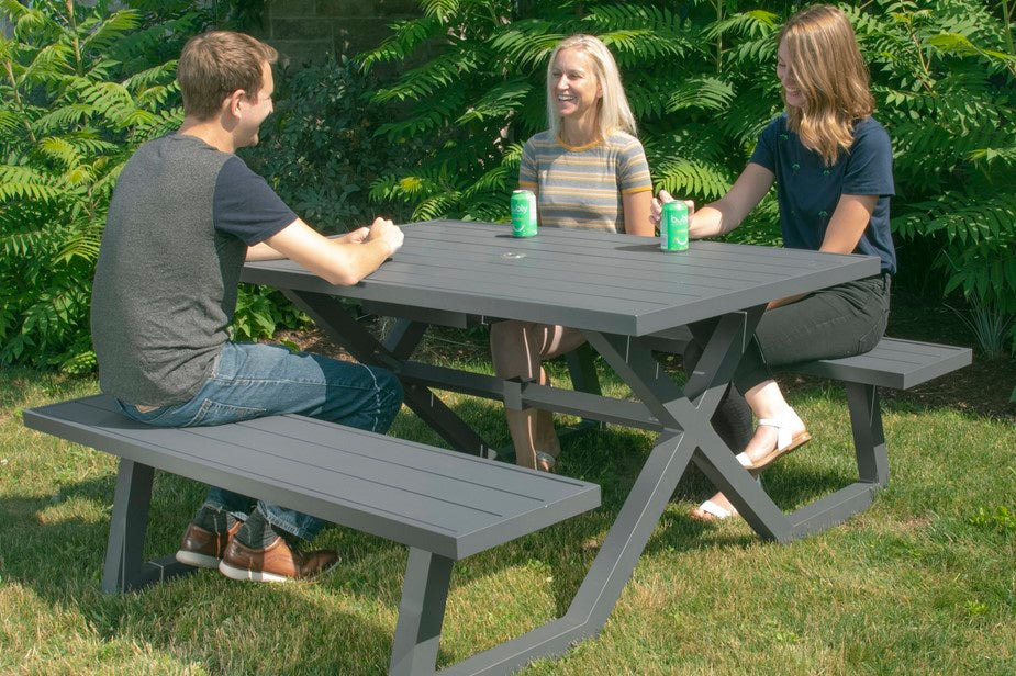 Vivere Banquet Deluxe 5ft Aluminum Picnic Table - Charcoal
