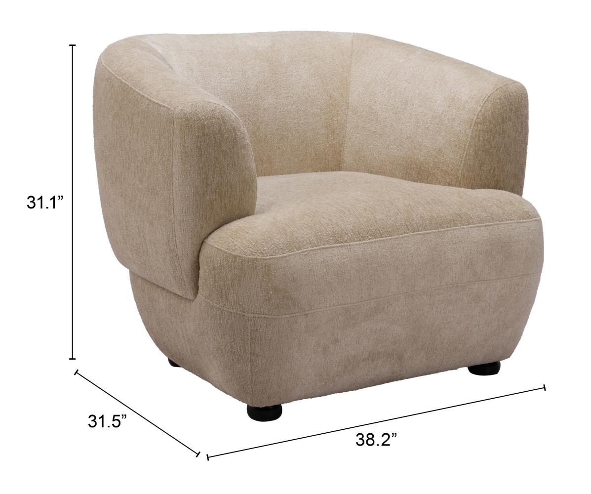 Zuo Modern Bekker Accent Chair in Golden Beige