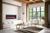 Sierra Flame 50" Clean face Electric Built-in With Log And Glass and Black Steel Surround