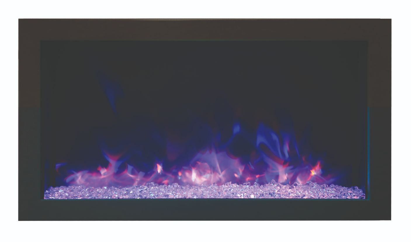 Amantii Panorama Xtraslim Full View Smart Electric  - 30" Indoor /Outdoor WiFi Enabled  Fireplace, featuring a MultiFunction Remote, Multi Speed Flame Motor, Glass Media & a Black Trim