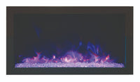 Amantii Panorama Xtraslim Full View Smart Electric  - 30" Indoor /Outdoor WiFi Enabled  Fireplace, featuring a MultiFunction Remote, Multi Speed Flame Motor, Glass Media & a Black Trim