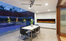 Amantii Panorama Deep Full View Smart Electric  - 88" Indoor /Outdoor WiFi Enabled Fireplace, featuring a MultiFunction Remote, Multi Speed Flame Motor, Glass Media & a Black Trim