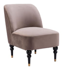 Zuo Modern Bintulu Accent Chair in Taupe, Accent Chairs, Plywood, Polyester, Rubberwood , Steel, Square, 4 Legs, Indoor