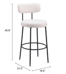 Zuo Modern Blanca Barstool in Ivory