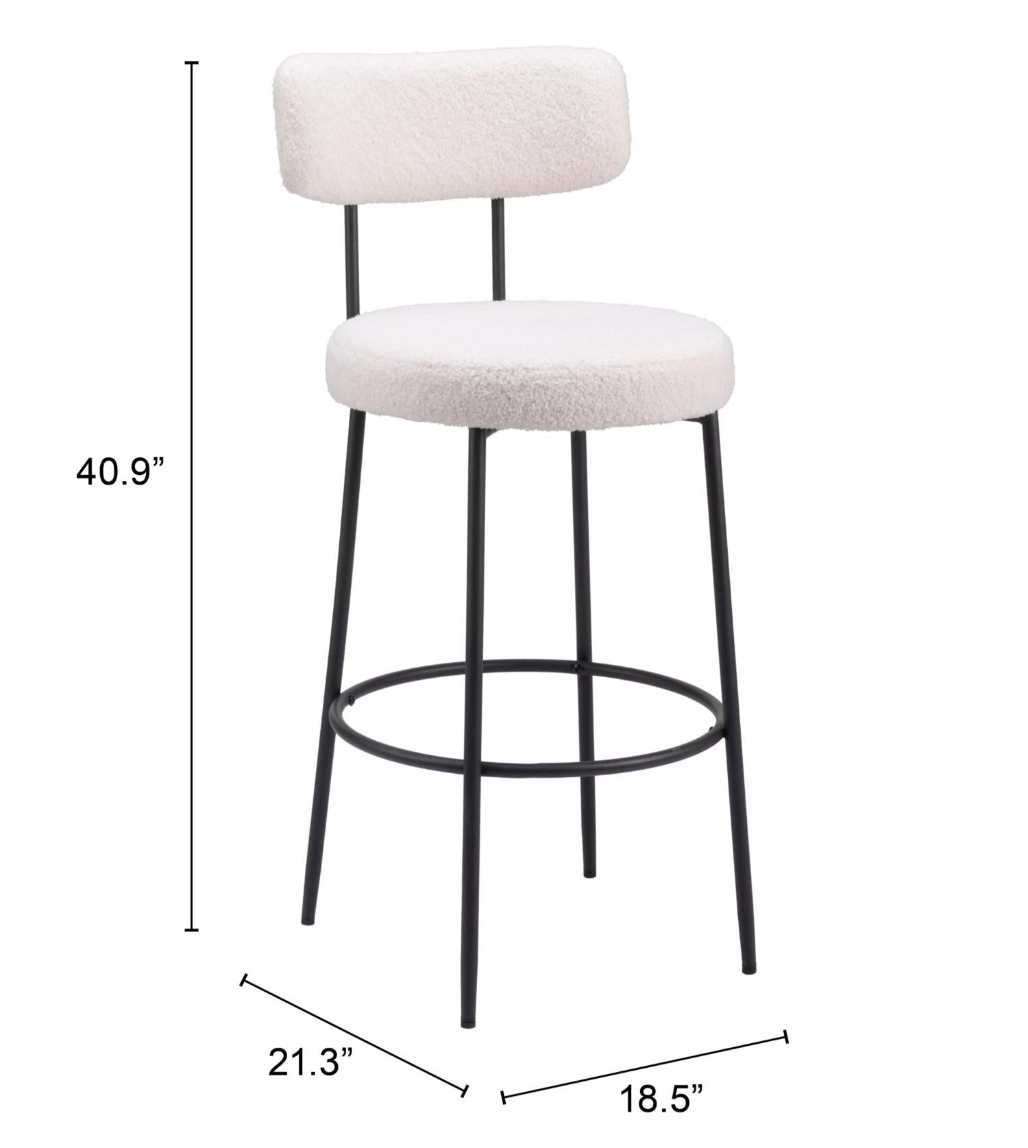 Zuo Modern Blanca Barstool in Ivory