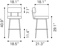 Zuo Modern Blanca Barstool in Ivory