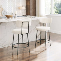 Zuo Modern Blanca Counter Stool in Ivory, Counter Stools, Plywood, Polyester, Steel, Rectangular, 4 Legs, Indoor