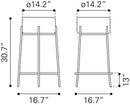 Zuo Modern Blanche Barstool in Ivory