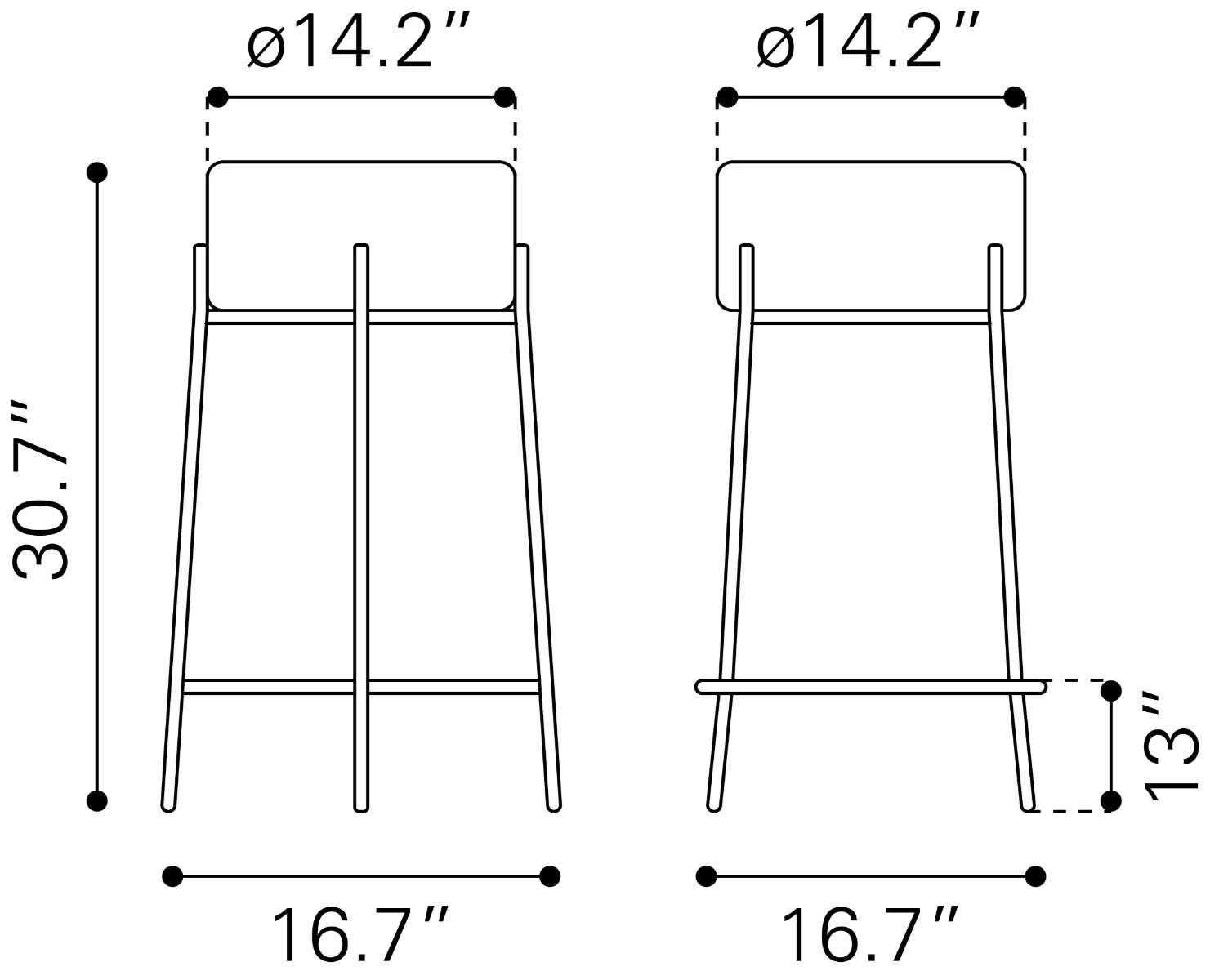 Zuo Modern Blanche Barstool in Ivory
