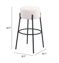 Zuo Modern Blanche Barstool in Ivory