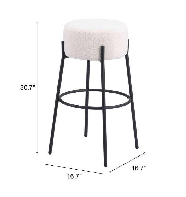Zuo Modern Blanche Barstool in Ivory