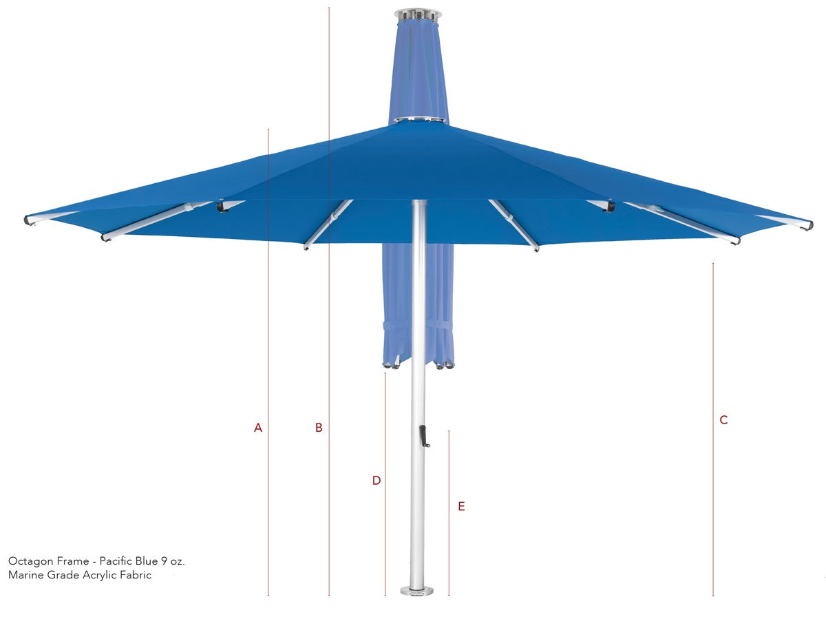 BFM Seating 13' Square Bolt-Down Umbrella - 9 Oz Marine Grade Acrylic