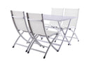 Vivere Brunch Folding Aluminum Table and Bachelor Chairs 5 pc Set - White