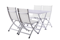 Vivere Brunch Folding Aluminum Table and Bachelor Chairs 5 pc Set - White