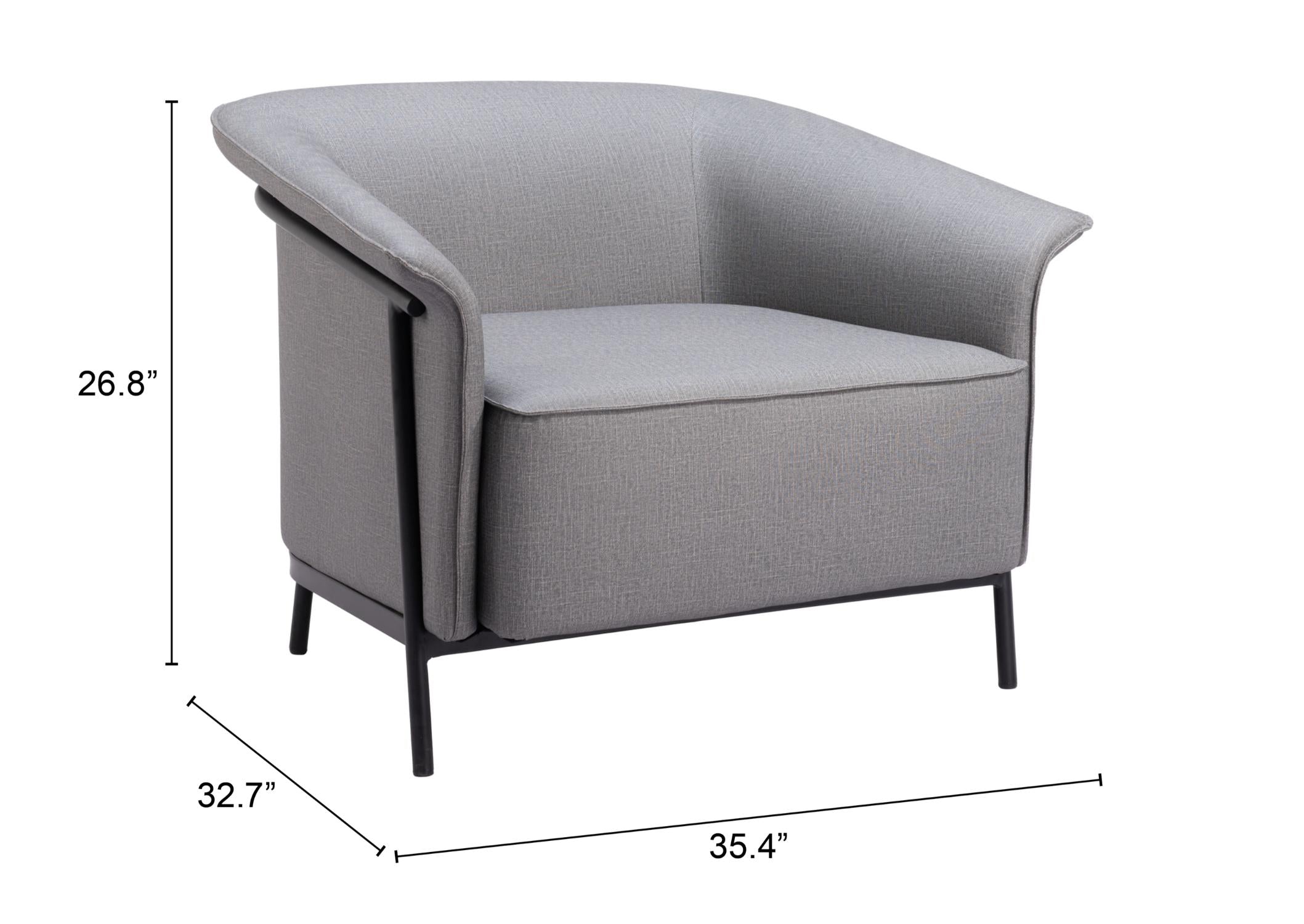 Zuo Modern Burry Accent Chair in Slate Gray/Tan