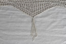 Vivere Double Cotton Hammock with Solid Pine Arc Stand - Cayo Reef/Retro/Natural with Fringe (8ft)