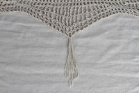 Vivere Double Cotton Hammock with Solid Pine Arc Stand - Cayo Reef/Retro/Natural with Fringe (8ft)