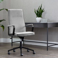 Sunpan Swanson Office Chair Polo Club Muslin-Bravo Cream / Polo Club Stone-Bravo Metal