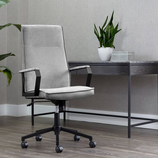 Sunpan Swanson Office Chair Polo Club Muslin-Bravo Cream / Polo Club Stone-Bravo Metal