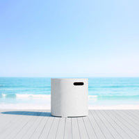 Azzurro Living Cabo Tank Cover Side Table With White Rock Concrete Frame And White Rock Concrete