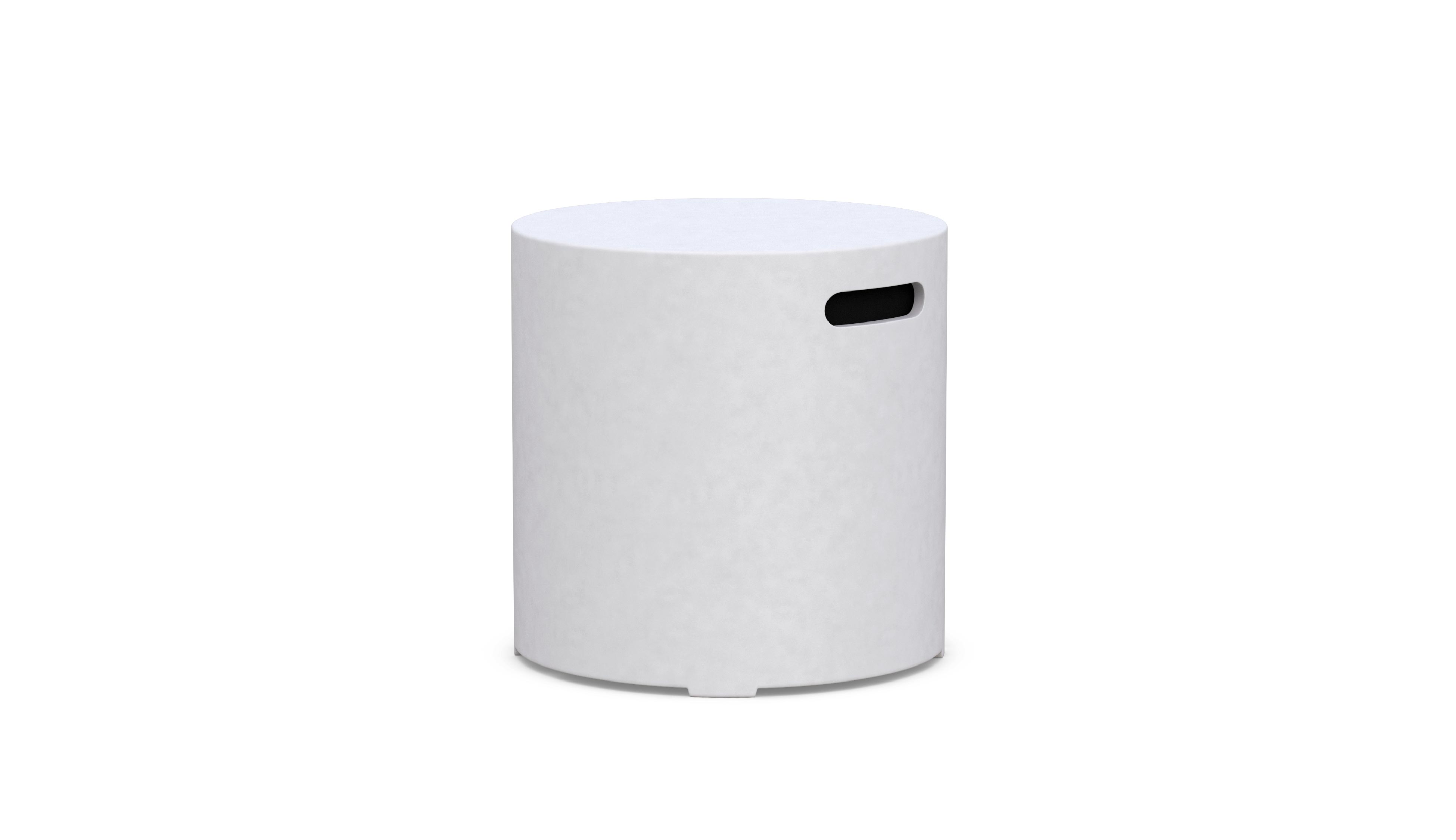 Azzurro Living Cabo Tank Cover Side Table With White Rock Concrete Frame And White Rock Concrete