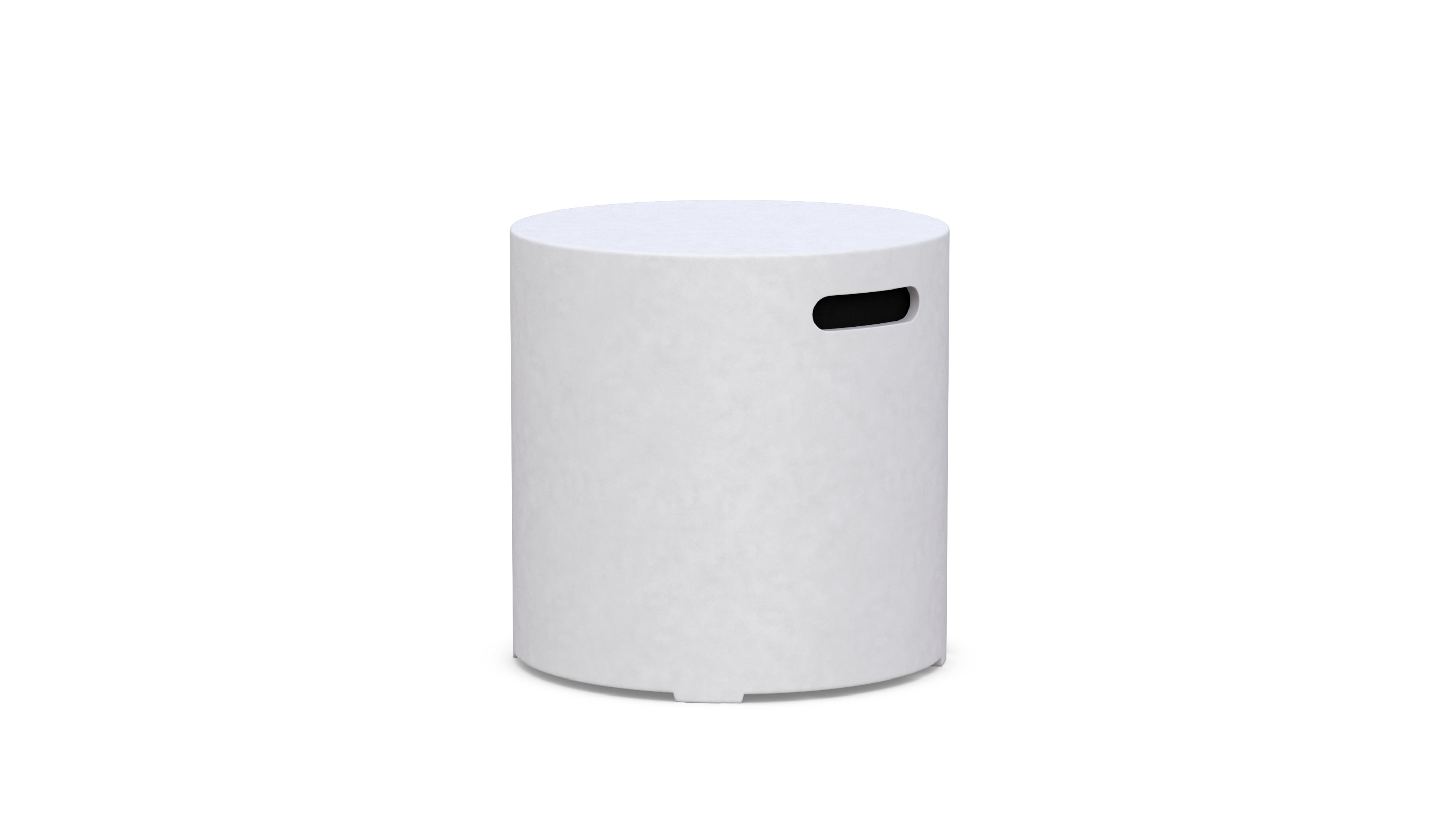 Azzurro Living Cabo Tank Cover Side Table With White Rock Concrete Frame And White Rock Concrete