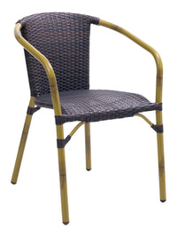 Florida Seating Hand Painted Aluminum Arm Chair with PE Weave And Binding Back And Seat - CAFE A