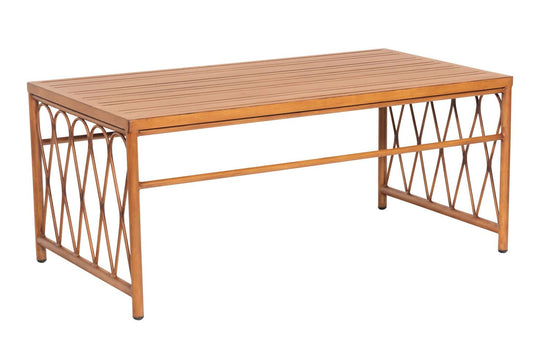 Woodard Cane Coffee Table with Slatted Top