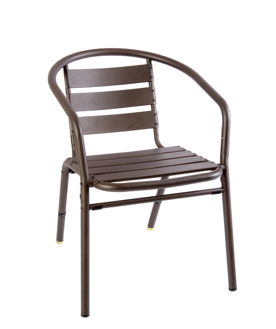BFM Seating Capri Stacking Armchair - Powder Coated Aluminum - Bronze/Soft Gray