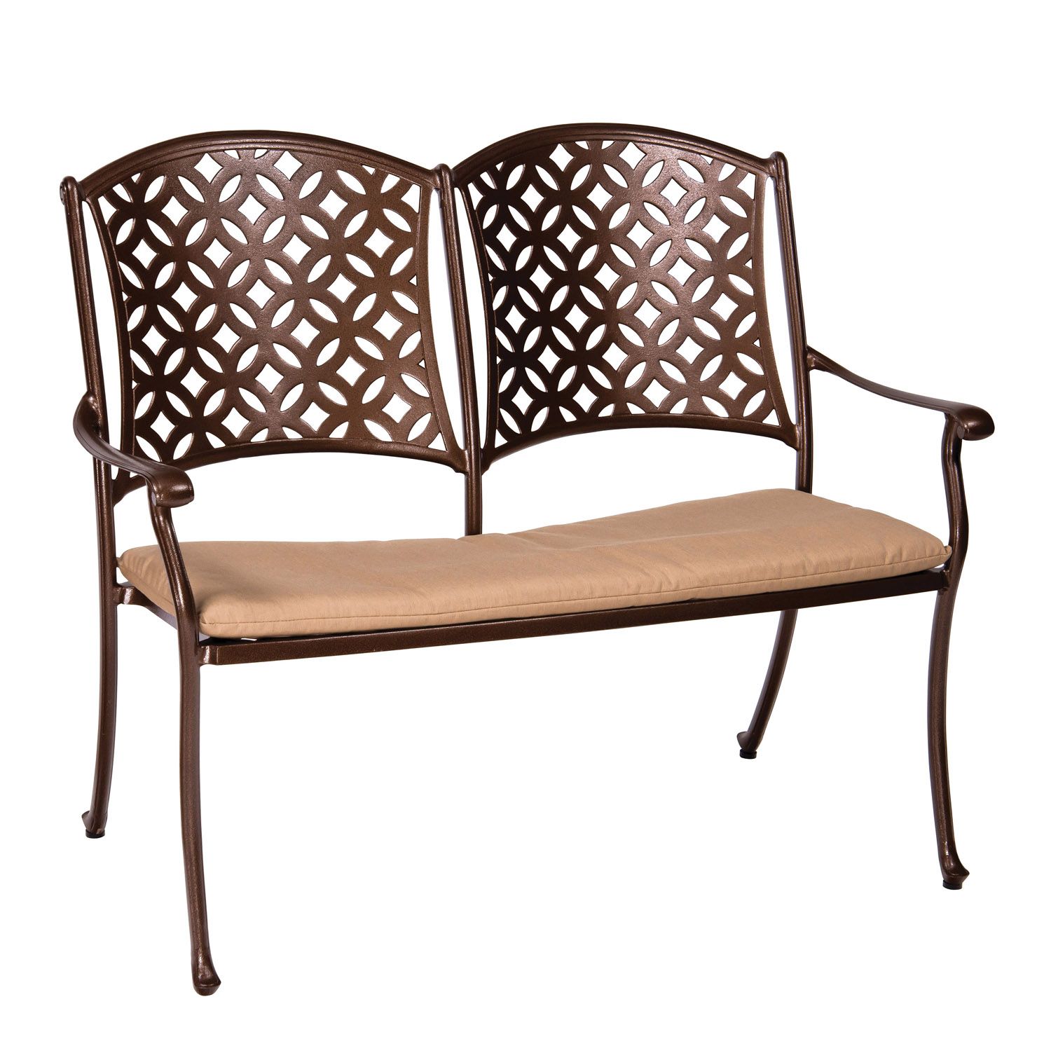 Woodard Casa Bench with Optional Seat Cushion, Aged Teak, No Cushion, Grade A Fabric, Bench, Aluminum, Rectangular, 4 Legs, Outdoor
